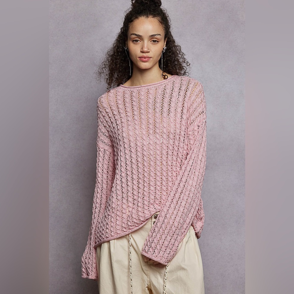 POL Pink Knit Women's Sweater